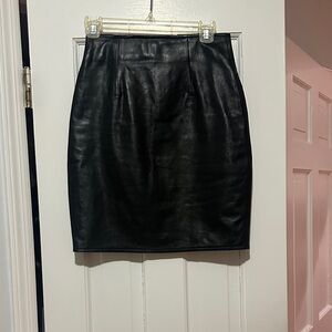 Cache Black Leather Skirt